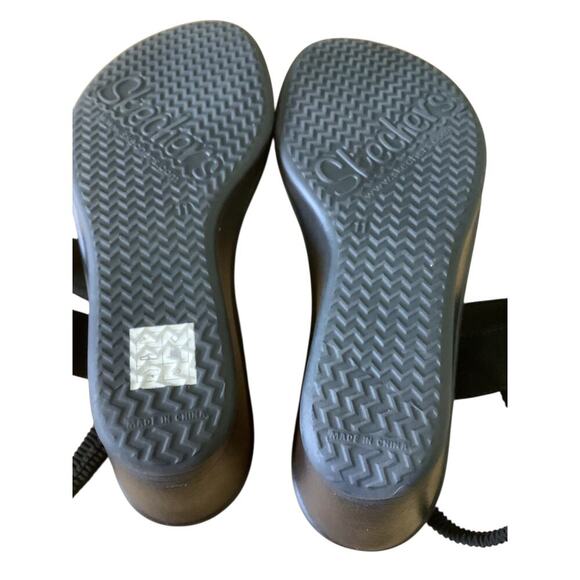 SKECHERS BLACK MEMORY FOAM SLINGBACK WEDGE SANDALS 11 NWOB - Picture 9 of 9